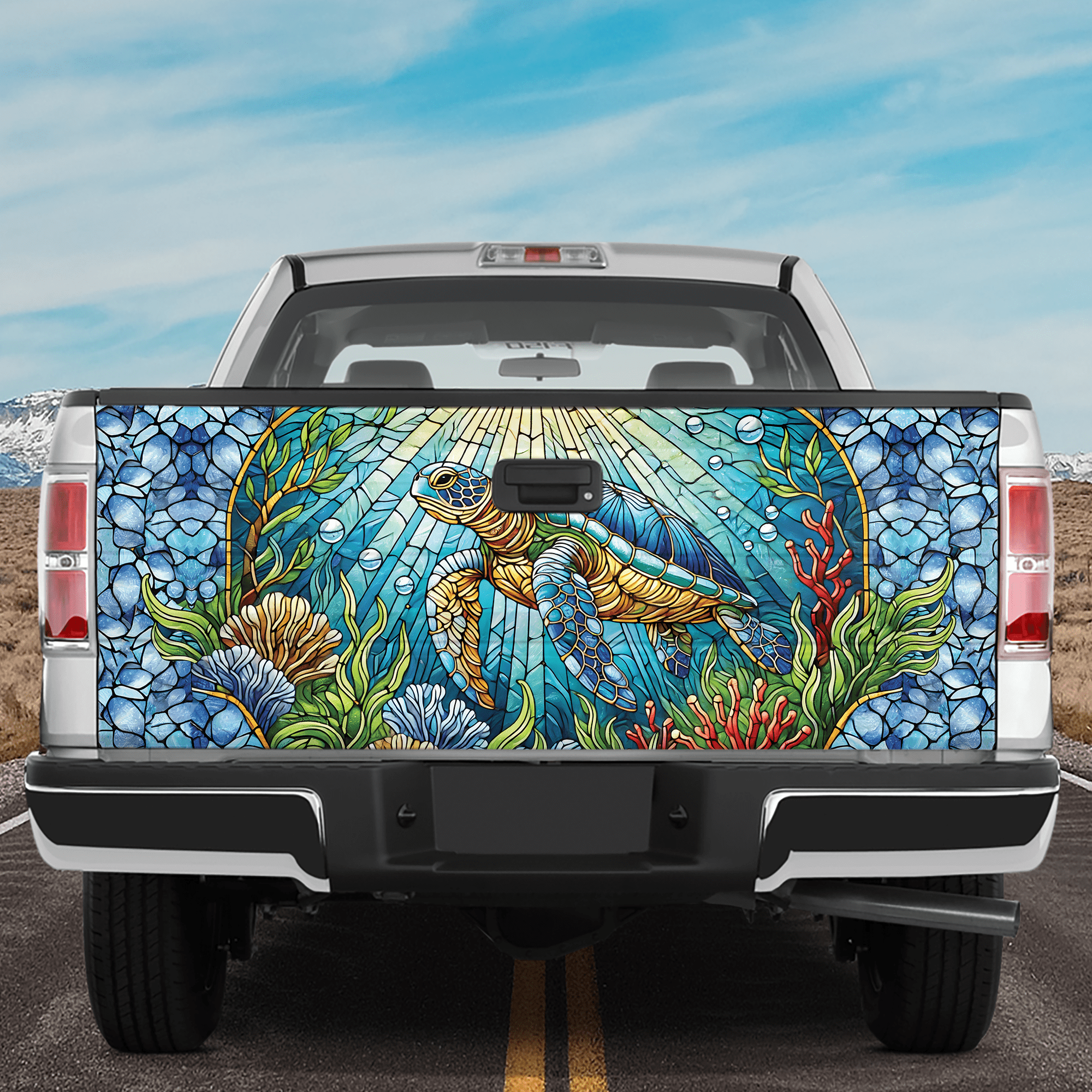 Turtle Shell Pattern Truck Lotusprinthandmade Colorful Sea Turtle Tailgate Wrap 2 Sizes (26