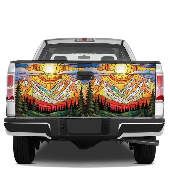 Lotusprinthandmade Colorful Sunrise Tailgate Wrap 2 Sizes (26"x66"), Sunrise Print Tailgate Wrap