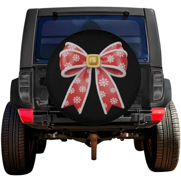 Lotusprinthandmade Coquette Santa Belt Bow Christmas Spare Tire Cover Without Backup Camera Hole 6 Sizes (29 in.), coquette christmas tire cover