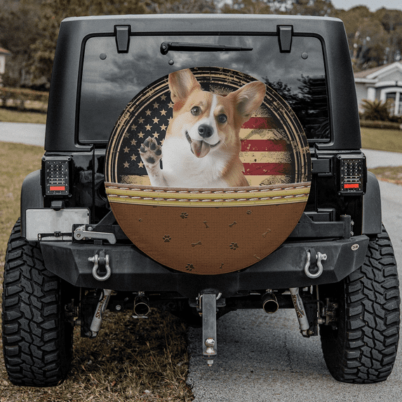 Lotusprinthandmade Corgi Dog Spare Tire Cover Without Backup Camera Hole 6 Sizes (27 in.)