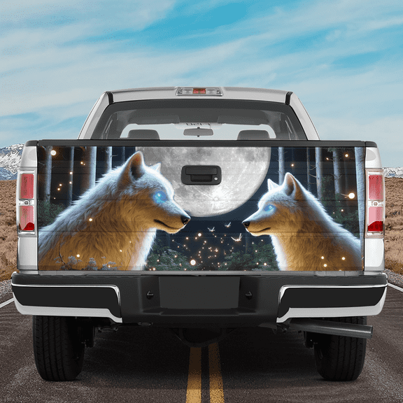 Lotusprinthandmade Couple Wolf Tailgate Wrap 2 Sizes (26"x66")