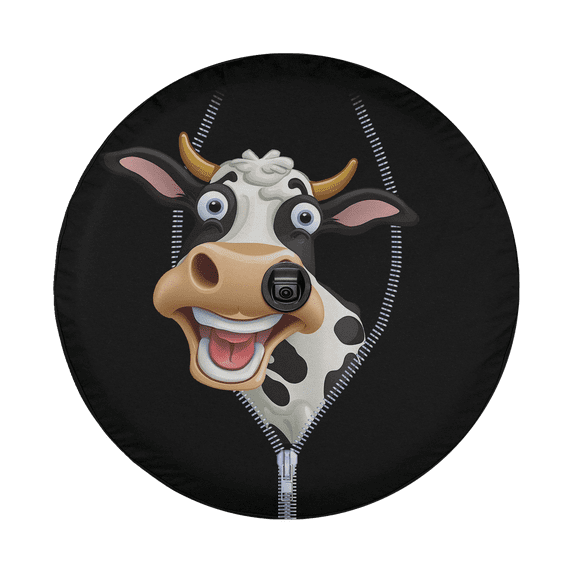 Lotusprinthandmade Cow Cute Animals Collection Zipper Pattern Spare Tire Cover With Backup Camera Hole 6 Sizes