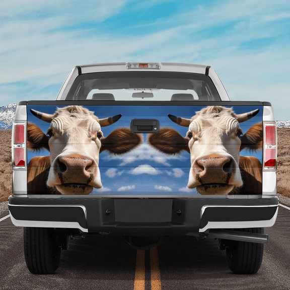 Lotusprinthandmade Cow Lovers Tailgate Wrap 24"x58", Cattle Lovers Truck Tailgate Decal Wrap