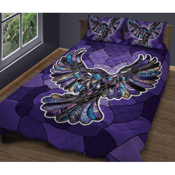 Lotusprinthandmade Crow Bird Quilt Bedding Set