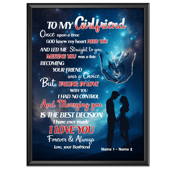 Lotusprinthandmade Custom Name And Text To My Girlfriend Canvas 1.5in 12" x 8", valentine gift, anniversary gift, to my girlfriend canvas, canvas gift for girlfriend