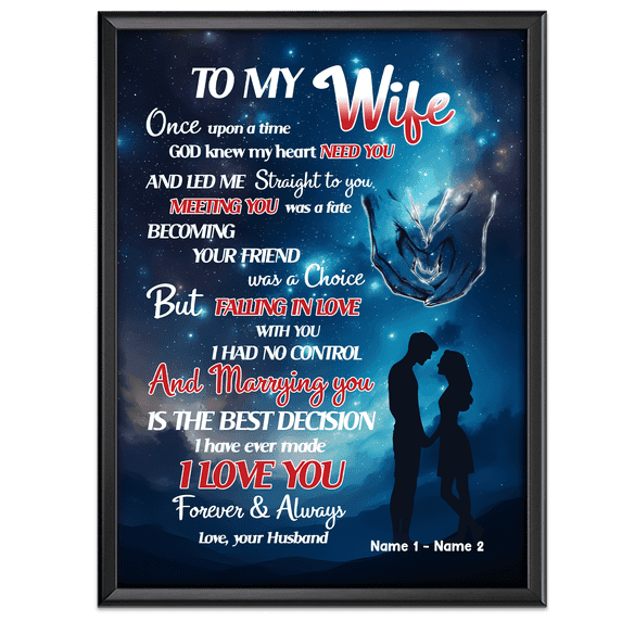 Lotusprinthandmade Custom Name And Text To My Wife Canvas 1.5in 36" x 24", to my wife canvas, canvas gift for wife, wife canvas wall art, husband and wife canvas