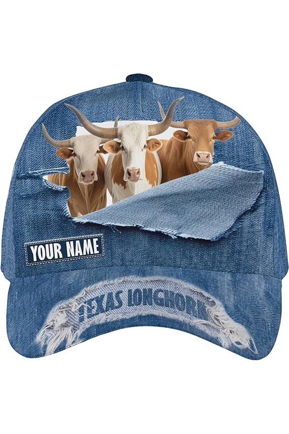 Customized Name Funny Cow Classic Baseball Cap One Size Multicolor