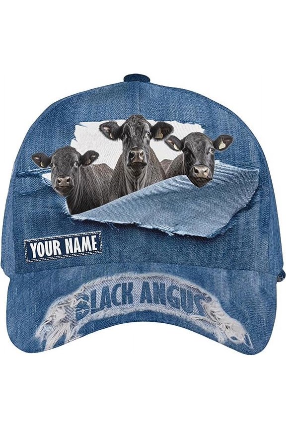 Customized Name Funny Cow Classic Baseball Cap One Size Multicolor