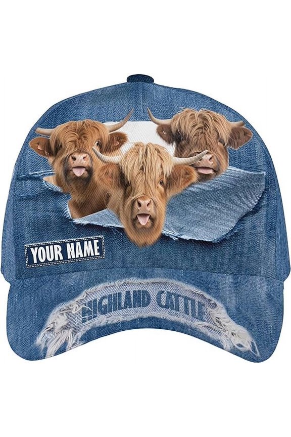 Customized Name Funny Cow Classic Baseball Cap One Size Multicolor