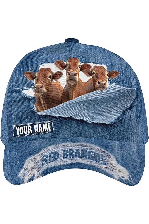 Customized Name Funny Cow Classic Baseball Cap One Size Multicolor
