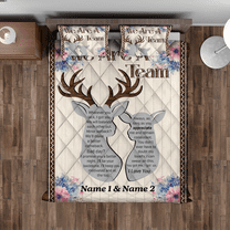 Lotusprinthandmade Customized Valentine's Day Deer Quilt Bedding Set (Fold Hem) 5 Sizes (Made in Vietnam) (55x60), Romantic Deer Couple Quilt Bedding, Personalized Deer Love Bedspread
