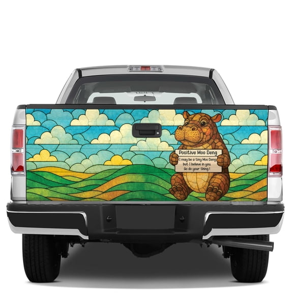 Lotusprinthandmade Cute Baby Hippo Tailgate Wrap 2 Sizes (24"x58"), Animal Graphic Tailgate Wrap