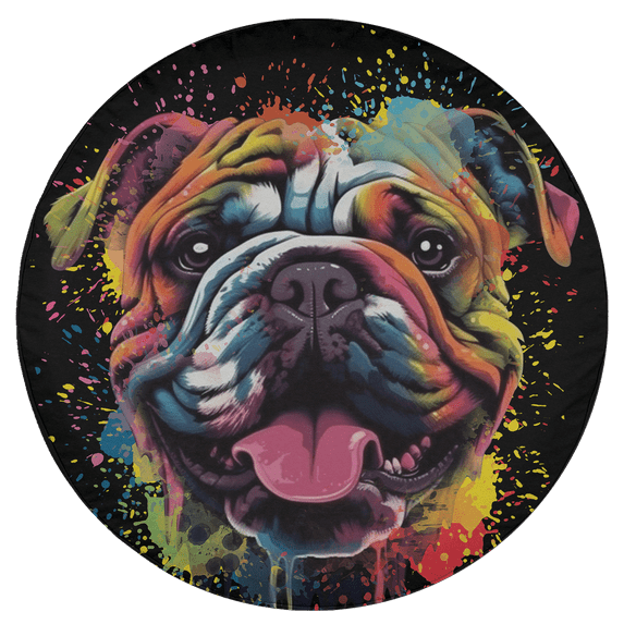 Lotusprinthandmade Cute Bulldog Funny Colorful Art Spare Tire Cover Without Backup Camera Hole 6 Sizes