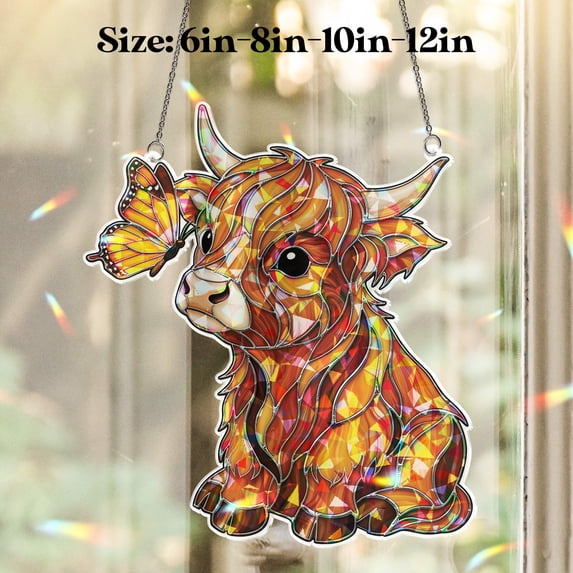 Cow Custom Lotusprinthandmade Cute Cow Custom Shape Broken Glass Hologram Ornament ...