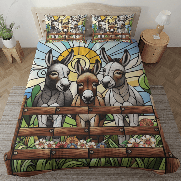 Lotusprinthandmade Cute Donkeys Bedding Set