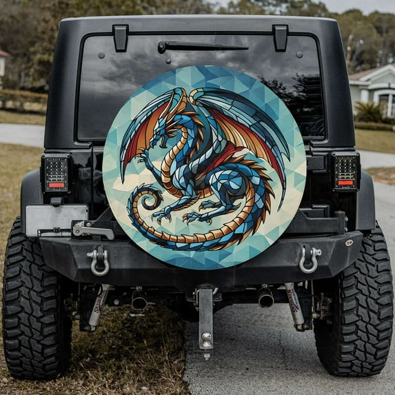Lotusprinthandmade Cute Dragon with Book Spare Tire Cover Without Backup Camera Hole 6 Sizes (34 in. V2)