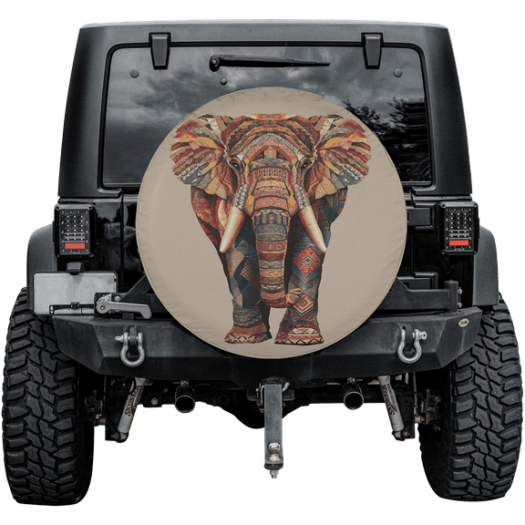 Lotusprinthandmade Cute Elephant Spare Tire Cover Without Backup Camera Hole 6 Sizes (27 in.) , Adorable Elephant-Themed Tire Cover, Cozy Elephant Spare Tire Cover