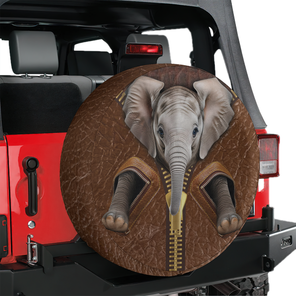 Lotusprinthandmade Cute Elephant Spare Tire Cover Without Backup Camera Hole 6 Sizes (27 in.), Elephant Lovers Tire Cover