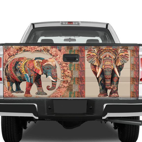 Lotusprinthandmade Cute Elephant Tailgate Wrap 2 Sizes (26"x66"), Elephant Tailgate Sticker, Adorable Elephant Car Wrap
