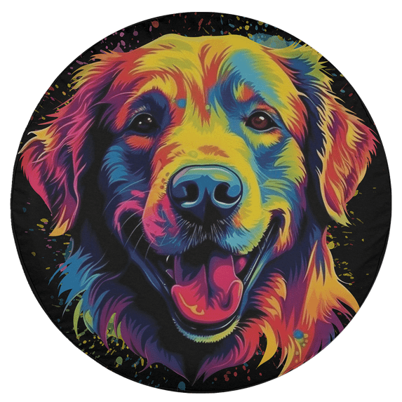 Lotusprinthandmade Cute Golden Retriever Funny Colorful Art Spare Tire Cover Without Backup Camera Hole 6 Sizes
