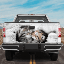 Lotusprinthandmade Cute Kitten Tailgate Wrap 2 Sizes (24"x58"), Cute Cat Couple Tailgate Wrap, kitten-themed truck decal