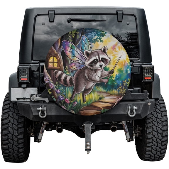 Lotusprinthandmade Cute Raccoon Spare Tire Cover Without Backup Camera Hole