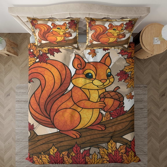 Lotusprinthandmade Cute Squirrel Bedding Set (Made in Vietnam) (104x88), Durable And High-Quality Bedding