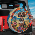 thumbnail image 1 of Lotusprinthandmade Dachshund Dog Pattern Spare Tire Cover With Backup Camera Hole 6 Sizes (29 in.), dachshund dog tire cover, dachshund dog car accessory, 1 of 6