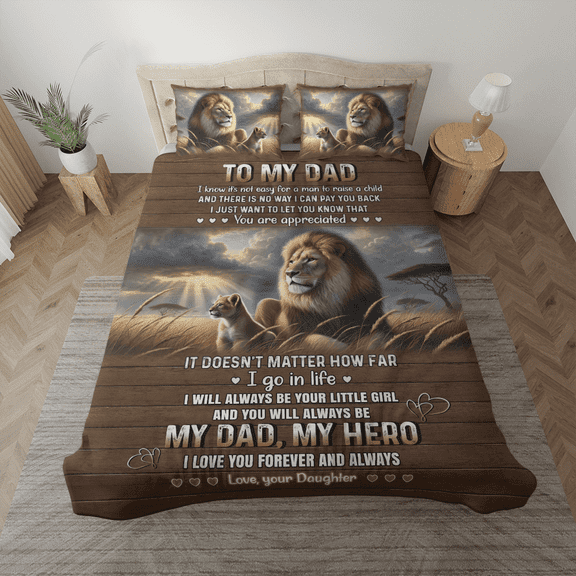 Lotusprinthandmade To My Dad Lion Lovers Bedding Set, Multicolor, 78x88