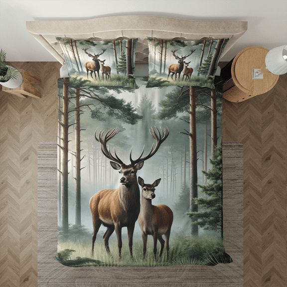 Lotusprinthandmade Deer Hunting Bedding Set (Made in Vietnam) (60x80), deer lovers bed set, deer comforter, deer hunting duvet cover