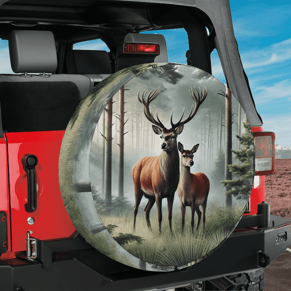 Lotusprinthandmade Deer Hunting Spare Tire Cover Without Backup Camera Hole 31 in
