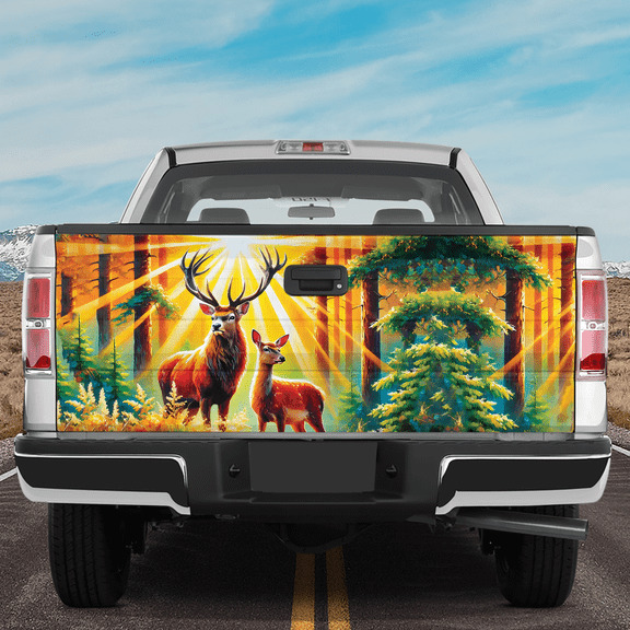 Lotusprinthandmade Deer Hunting Tailgate Wrap 2 Sizes (26"x66"), deer truck tailgate decal, deer tailgate graphic, deer hunting wrap