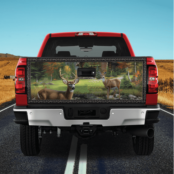 Lotusprinthandmade Deer Hunting Tailgate Wrap 24"x58", Deer Lovers Truck Tailgate Decal Wrap