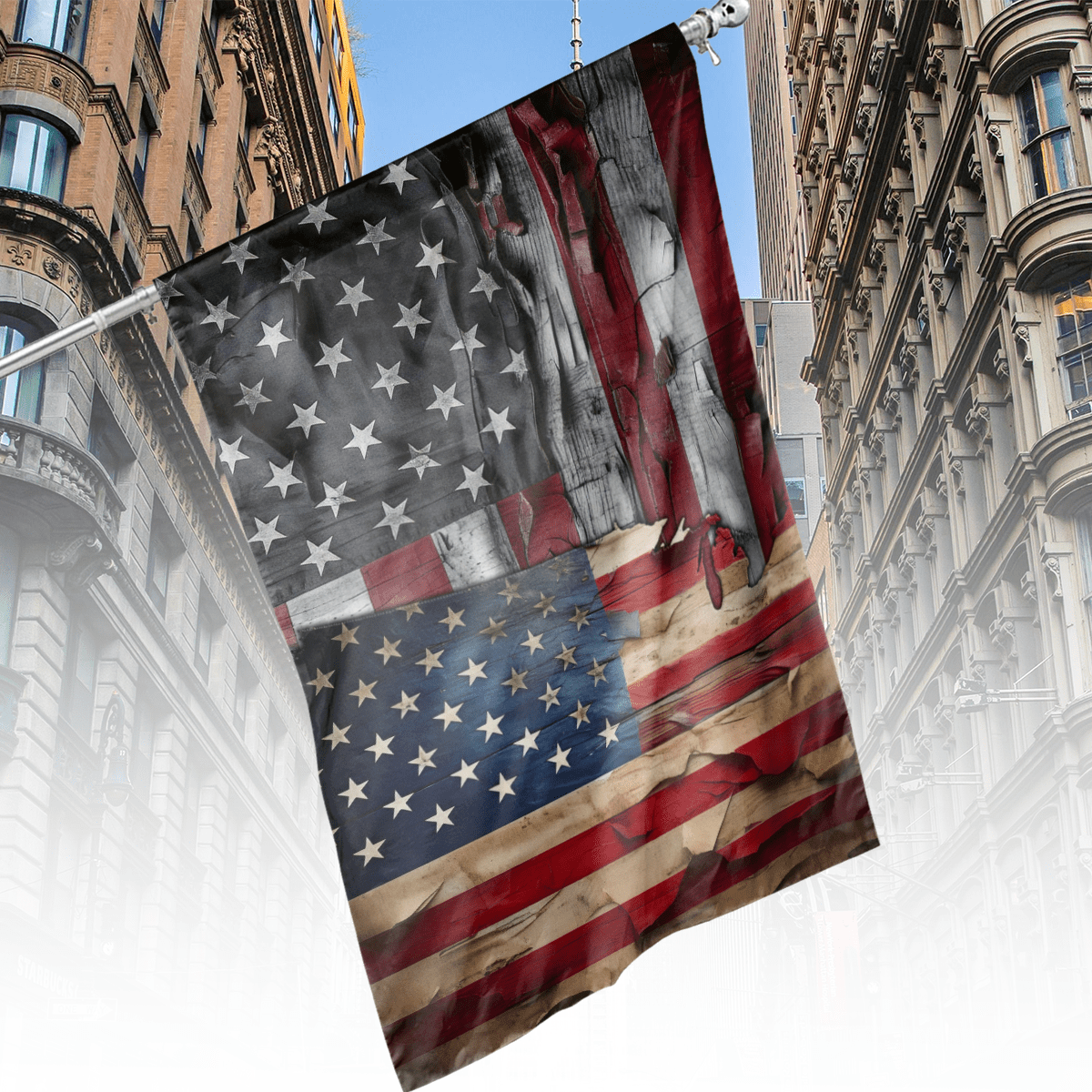Lotusprinthandmade Distressed America 100% Polyester House Flag 36×60 inches, Vintage America Flag, Patriotic Flag