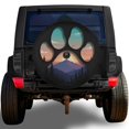thumbnail image 1 of Lotusprinthandmade Dog Paw Mountain Scene Spare Tire Cover With Backup Camera Hole 6 Sizes (32 in.), dog paw tire cover, mountain landscape design, 1 of 6