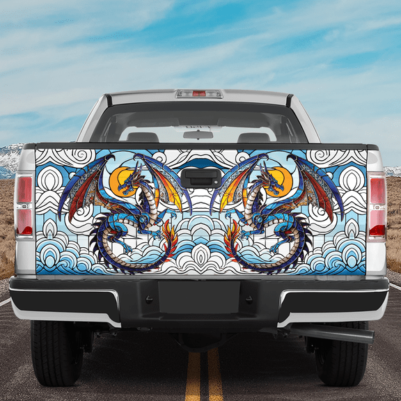 Lotusprinthandmade Dragon Graphic Tailgate Wrap 2 Sizes (26"x66"), dragon graphic truck decal, dragon truck wrap, dragon tailgate graphic, dragon tailgate decal