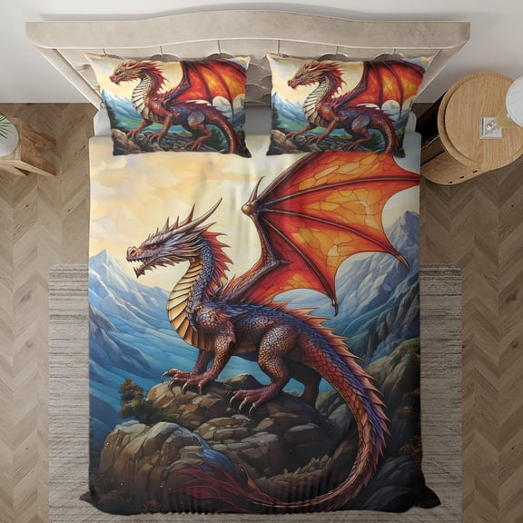 Lotusprinthandmade Dragon Lovers Graphic Bedding Set, Multicolor, 60x80