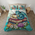 thumbnail image 1 of Lotusprinthandmade Dragon with Book Floral Bedding Set (Made in Vietnam) (68x88), floral dragon bedding set, dragon with book comforter set, 1 of 4