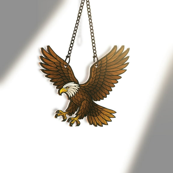 Lotusprinthandmade Eagle Custom Shape Window Hanging Suncatcher 4in, patriotic eagle window suncatcher, eagle stained glass suncatcher, eagle window hanging, eagle window decor