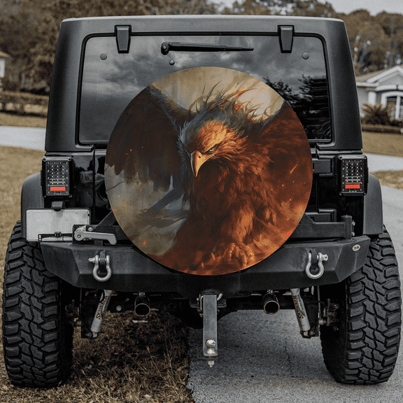 Lotusprinthandmade Eagle Graphic Spare Tire Cover Without Backup Camera Hole