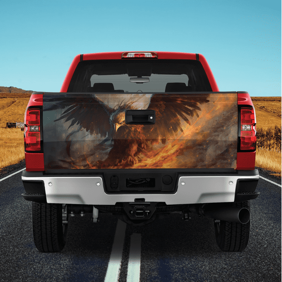 Lotusprinthandmade Eagle Graphic Tailgate Wrap 24" x 58", Eagle US Truck Tailgate Sticker Decal Wrap