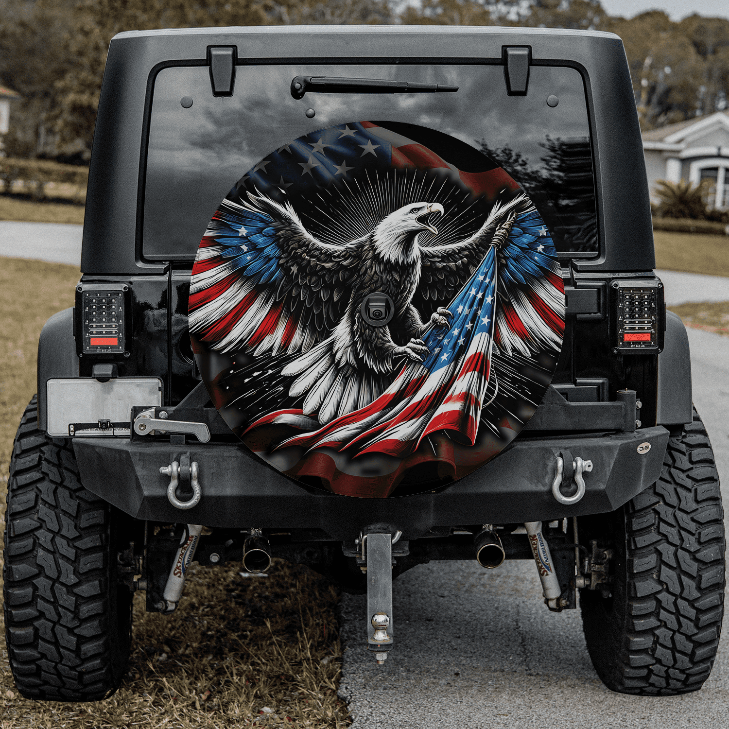 Housse De Pneu Drapeau US Eagle - Design Patriotique, Avec Ou Sans Trou Caméra !