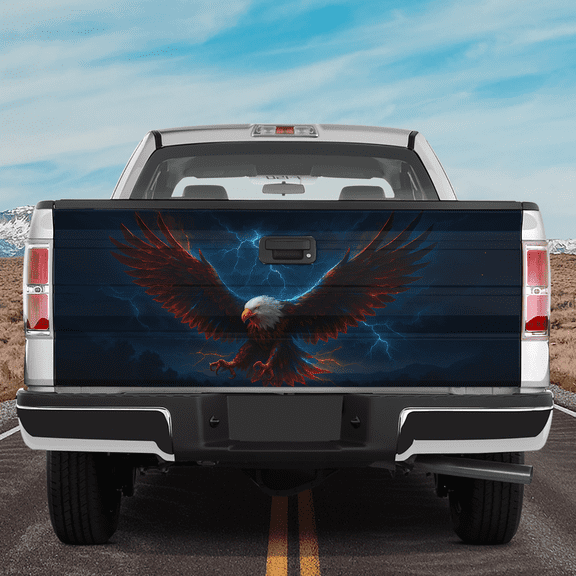Lotusprinthandmade Eagle US Flag Tailgate Wrap 2 Sizes (26"x66"), eagle truck wrap, patriotic eagle tailgate decal, eagle tailgate graphic
