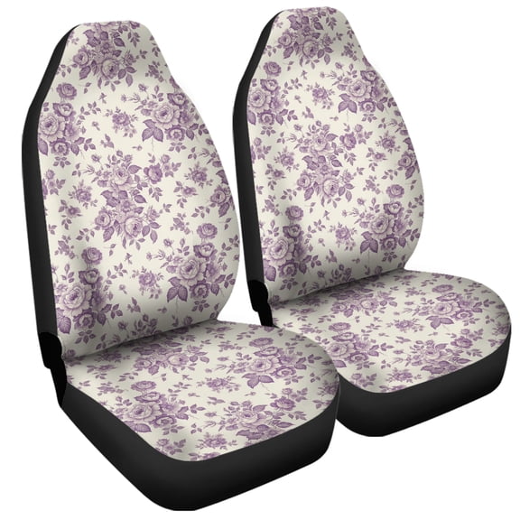 Lotusprinthandmade Elegant Floral Graphic Front Car Seat Cover One Size