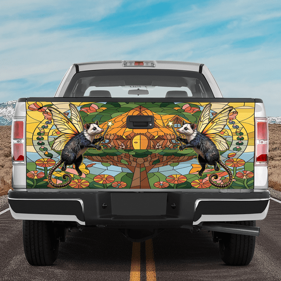 Lotusprinthandmade Fairy Opossum Tailgate Wrap 2 Sizes (24"x58"), Opossum Lovers Tailgate Wrap, fairy opossum tailgate graphic