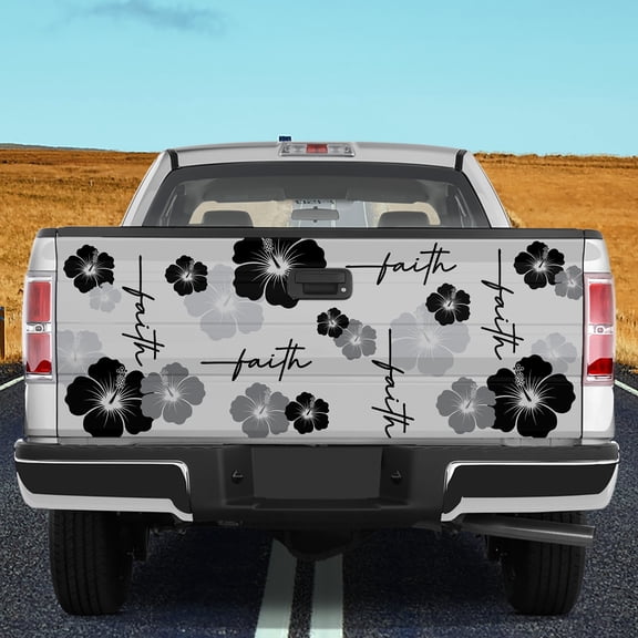 Lotusprinthandmade Faith Inspired Floral Tailgate Wrap 2 Sizes (24"x58"), faith floral tailgate wrap, floral pattern truck decor