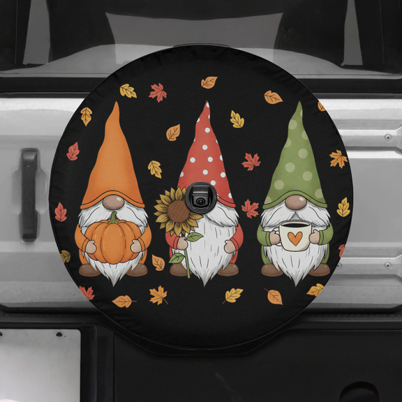 Lotusprinthandmade Fall Gnomes Trio Spare Tire Cover With Backup Camera Hole 6 Sizes (34 in.) – Fall Tire Cover