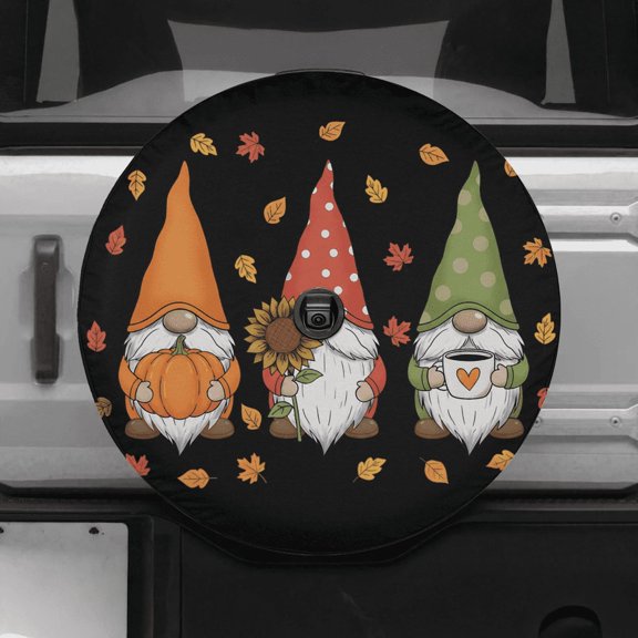 Lotusprinthandmade Fall Gnomes Trio Spare Tire Cover With Backup Camera Hole 6 Sizes (34 in.) – Fall Tire Cover