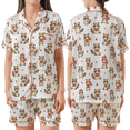 thumbnail image 1 of Lotusprinthandmade Fall Raccoon All-over Print Satin Short-Sleeve Pajamas Set (2XL), fall raccoon satin pajama set for women, 1 of 4
