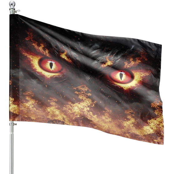 Lotusprinthandmade Fire Flame Eyes 100% Polyester House Flag 36×60 inches